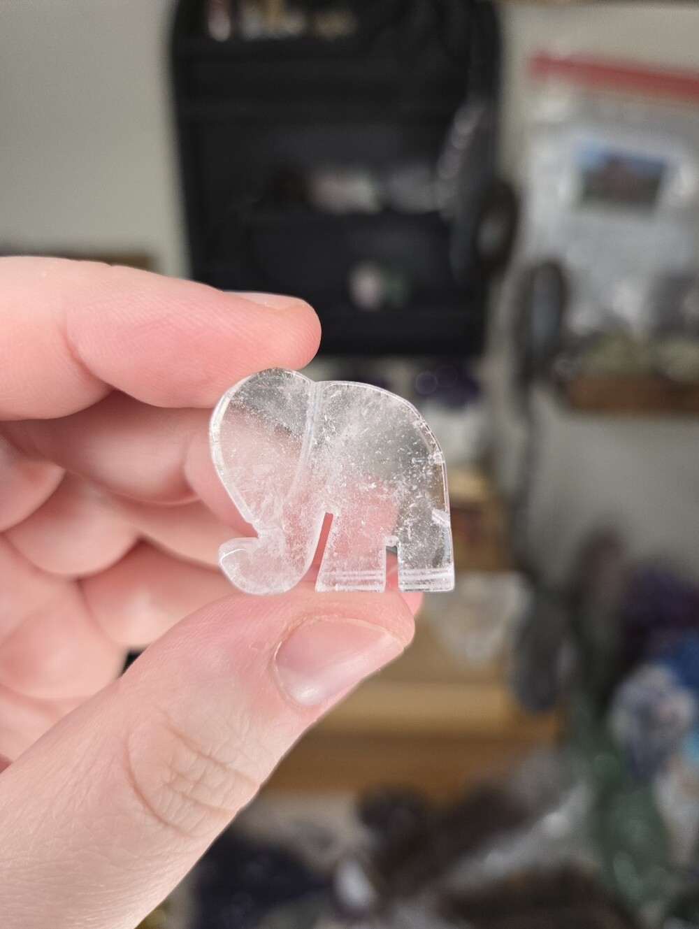ONE Clear Quartz Elephant Carving